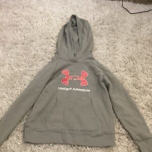 Under Armour Heather Gray Hoodie with Pink Emblem